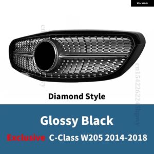 フロントグリル レーシング グリル リペア フードメッシュ メルセデス C W205 専用 2014-18 エステート C220 C300 C350 - W205 Exclu Black