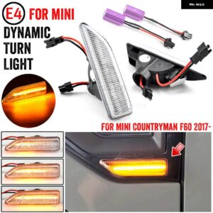 2X ダイナミック LED ウィンカー インジケータ ーフラッシャーサイドマーカーランプリピーターライト流れるミニ F60 カントリーマン 2017-2020 - Crystal white