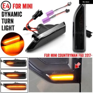 2X ダイナミック LED ウィンカー インジケータ ーフラッシャーサイドマーカーランプリピーターライト流れるミニ F60 カントリーマン 2017-2020 - Smoky black
