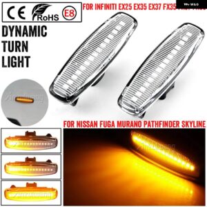 サイド マーカーライト LED ダイナミック ウィンカー ランプインフィニティ EX25 EX35 EX37 FX35 FX37 G25 G35 Q40 Q60 Q70 QX50 QX70 M25 M37 JX35 - WHITE