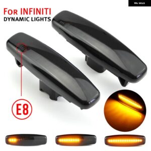 サイド マーカーライト LED ダイナミック ウィンカー ランプインフィニティ EX25 EX35 EX37 FX35 FX37 G25 G35 Q40 Q60 Q70 QX50 QX70 M25 M37 JX35 - smoked black