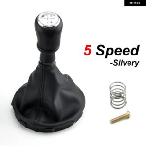 5/6スピードギアスティックシフトノブ フレームブーツ 黒 VW トランスポーター T5 T6FOR VW トランスポーター T5 T5.1 GP 2003-2011 T6 - 5 Speed Silver