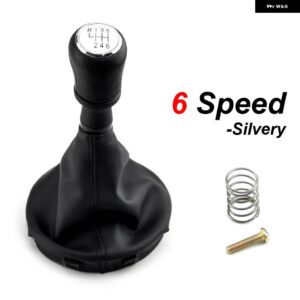 5/6スピードギアスティックシフトノブ フレームブーツ 黒 VW トランスポーター T5 T6FOR VW トランスポーター T5 T5.1 GP 2003-2011 T6 - 6 Speed Silver