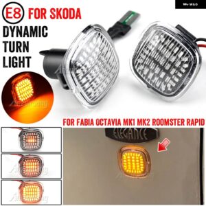 2個 LED ウィンカー サイド マーカーライト ダイナミック シーケンシャルランプシュコダファビアオクタビア MK1 MK2 ルームスターラピッド NH3 - Dynamci Crystal