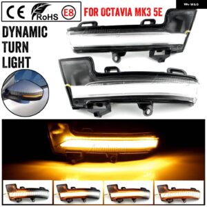 シュコダオクタヴィア MK3 A7 5E 2014-2019 LED ダイナミック ウィンカー ライトバックミラー ウインカー インジケータ ー - Crystal white