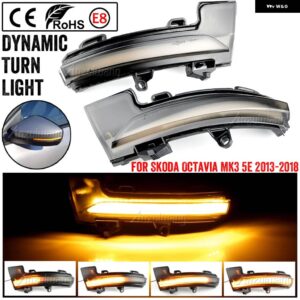 シュコダオクタヴィア MK3 A7 5E 2014-2019 LED ダイナミック ウィンカー ライトバックミラー ウインカー インジケータ ー - Yellow