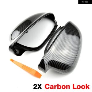 2PC 黒 VW ゴルフ 5 V MK5 GTI ジェッタ パサート B5.5 B6 EOS シャラン SUPERB サイドウイングリアビューミラー カバー 交換キャップシェル - Carbon Fiber