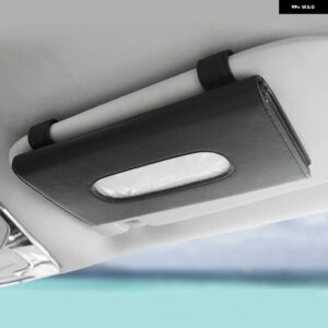 2024 カーバイザーティッシュホルダー PU レザーぶら下げ紙タオルクリップナプキンホルダー リアティッシュケース自動車 インテリア - black