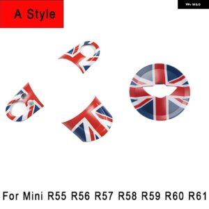 ミニ R55 R60 カントリーマンステアリング ホイールパネルボタン カバー スタイリング ステッカー ミニクーパー R56 R57 R58 R59 カー - Union Jack A