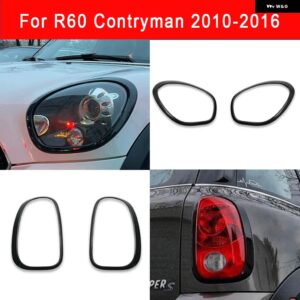 グロスブラック ヘッドライト ヘッド テールライト リアランプフレームリングカバー ステッカー ミニクーパー S JCW R50 R55 R56 R57 F54 F60 F56 - For R60