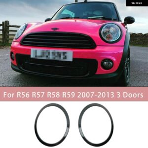 グロスブラック ヘッドライト ヘッド テールライト リアランプフレームリングカバー ステッカー ミニクーパー S JCW R50 R55 R56 R57 F54 F60 F56 - Black For Head Lamps