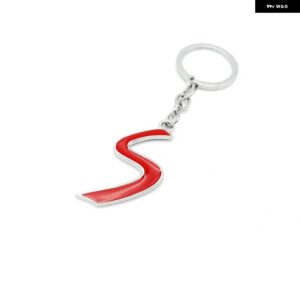 キーホルダー 3D メタル S ロゴエンブレムキーチェーンリングホルダー ミニ F56 F54 F55 R60 R55 R56 R57 R53 R52 - sliver