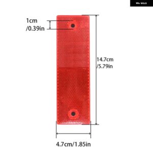 5個 トラック トレーラー長方形 プラスチック リフレクター 反射テープ粘着自動車安全夜間ハザードプレート ステッカー カー - 5Pcs Red With Hole