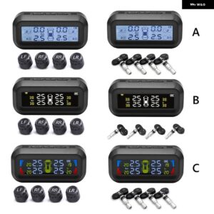ソーラーカー TPMS LCD デジタルディスプレイ自動タイヤエア圧 タイヤ温度警報ハザード システム 4 つのアウターセンサー 付き - A External