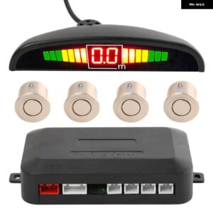 カーパークトロニック LED ディスプレイ自動パーキングセンサー キット リバースバックアップパーキングレーダー モニター検出 システム 4 センサー - Gold