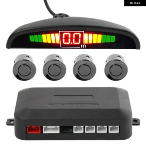 カーパークトロニック LED ディスプレイ自動パーキングセンサー キット リバースバックアップパーキングレーダー モニター検出 システム 4 センサー - gray