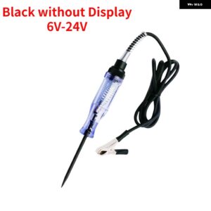 6V 12V 24V DC トラック電圧回路テスターデジタルディスプレイロングプローブペン電球自動車診断ツール自動車 リペア - Black no Display