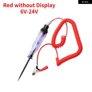 6V 12V 24V DC トラック電圧回路テスターデジタルディスプレイロングプローブペン電球自動車診断ツール自動車 リペア - Red no Display