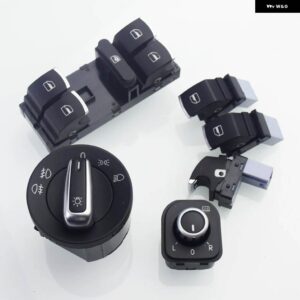 ヘッドライト スイッチ + クロームパワーサイドミラー スイッチ VW ゴルフ 5 6 ジェッタ 5 6 パサート B6 トゥーラン ティグアン シロッコ AMAROK - b