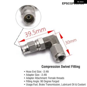 1PC ステンレス AN3 に AN -3 ストレートブレーキスイベルホース エンドフィッティング EPSCGPJ - EPSCGPJ08R90