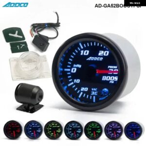 2インチ 52MM 7色 LED スモークフェイス油圧水油温 EGT 排気温度 ターボ ブーストタコメータゲージ メーター AD-GA52 - BOOST PSI