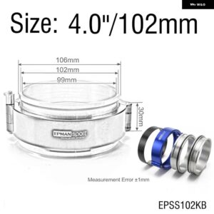 クイックリリースクランプパフォーマンス HD クランプシステム アセンブリ OD 3.5インチ 4.0インチ 5.0インチ スロットルボディインタークーラーパイプ ター - 4.0inch 102mm Blue