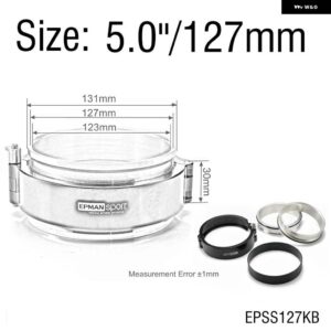 クイックリリースクランプパフォーマンス HD クランプシステム アセンブリ OD 3.5インチ 4.0インチ 5.0インチ スロットルボディインタークーラーパイプ ター - 5.0inch 127mm Black