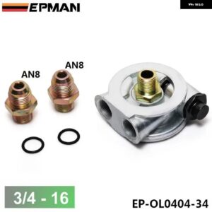 オイルクーラーフィルター サンドイッチプレート+サーモスタットアダプター AN10AN8 フィッティング EP-OL0404 - 3416UNFxAN8