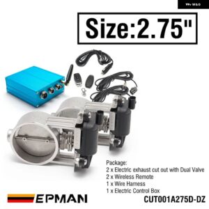 エキゾースト コントロールバルブ デュアルセット W リモートカットアウト コントロール 2インチ/2.25インチ/2.5インチ/2.75インチ/3インチパイプ用 2セット - size 2.75 inch