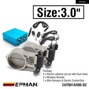 エキゾースト コントロールバルブ デュアルセット W リモートカットアウト コントロール 2インチ/2.25インチ/2.5インチ/2.75インチ/3インチパイプ用 2セット - size 3.0 inch