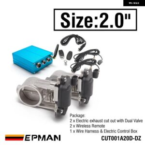 エキゾースト コントロールバルブ デュアルセット W リモートカットアウト コントロール 2インチ/2.25インチ/2.5インチ/2.75インチ/3インチパイプ用 2セット - size 2.0 inch