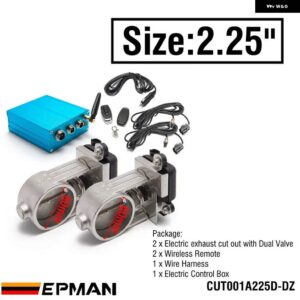 エキゾースト コントロールバルブ デュアルセット W リモートカットアウト コントロール 2インチ/2.25インチ/2.5インチ/2.75インチ/3インチパイプ用 2セット - size 2.25 inch