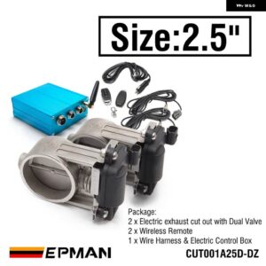 エキゾースト コントロールバルブ デュアルセット W リモートカットアウト コントロール 2インチ/2.25インチ/2.5インチ/2.75インチ/3インチパイプ用 2セット - size 2.5 inch