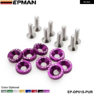 8ピース エンジン バルブ カバー ワッシャー エンジン ベイドレスアップキット フェンダー ワッシャーと M6ボルト EP-DP01S - Purple