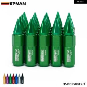 20個セット M14X1.5 スパイク拡張 60MM アルミチューナーラグナットホイール/リム EP-DD550B15JT - Green