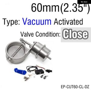 排気 制御 バルブセット 真空アクチュエータカットアウト 51MM /60MM /63MM /70MM /76MM パイプ クローズスタイルと ワイヤレス リモコン - 60mm