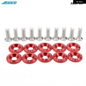 RACING 10PC M6 CNC ビレットアルミフェンダー バンパー ワッシャーボルト エンジン ベイドレスアップキット ADDP007 - Red