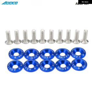 RACING 10PC M6 CNC ビレットアルミフェンダー バンパー ワッシャーボルト エンジン ベイドレスアップキット ADDP007 - Blue