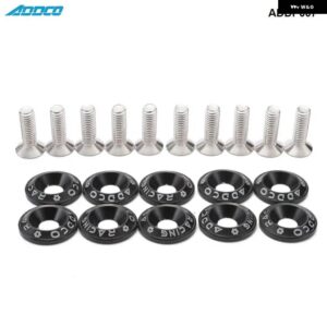 RACING 10PC M6 CNC ビレットアルミフェンダー バンパー ワッシャーボルト エンジン ベイドレスアップキット ADDP007 - black