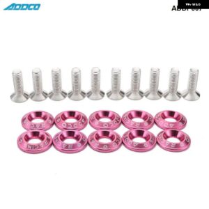 RACING 10PC M6 CNC ビレットアルミフェンダー バンパー ワッシャーボルト エンジン ベイドレスアップキット ADDP007 - Pink