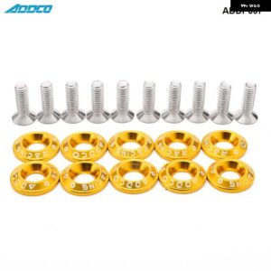 RACING 10PC M6 CNC ビレットアルミフェンダー バンパー ワッシャーボルト エンジン ベイドレスアップキット ADDP007 - Gold