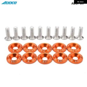 RACING 10PC M6 CNC ビレットアルミフェンダー バンパー ワッシャーボルト エンジン ベイドレスアップキット ADDP007 - Orange