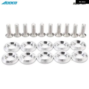 RACING 10PC M6 CNC ビレットアルミフェンダー バンパー ワッシャーボルト エンジン ベイドレスアップキット ADDP007 - Silver