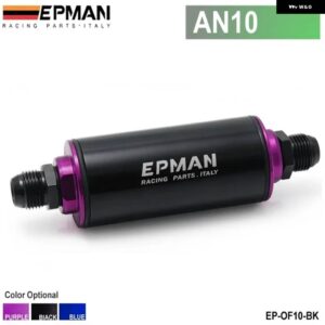 ブラック レーシング レディインラインアルミ燃料フィルター AN6 100 ミクロンエレメント SS EP-OF06 - AN10 BLACK