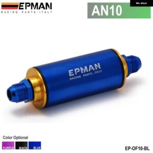 ブラック レーシング レディインラインアルミ燃料フィルター AN6 100 ミクロンエレメント SS EP-OF06 - AN10 BLUE