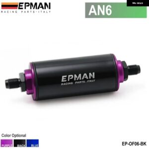 ブラック レーシング レディインラインアルミ燃料フィルター AN6 100 ミクロンエレメント SS EP-OF06 - AN6 BLACK