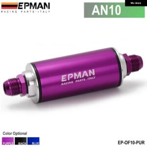 ブラック レーシング レディインラインアルミ燃料フィルター AN6 100 ミクロンエレメント SS EP-OF06 - AN10 PURPLE
