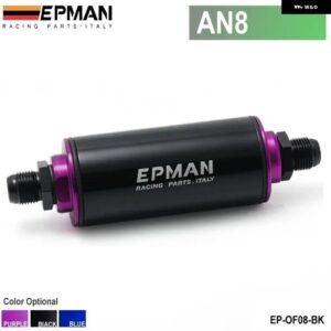 ブラック レーシング レディインラインアルミ燃料フィルター AN6 100 ミクロンエレメント SS EP-OF06 - AN8 BLACK