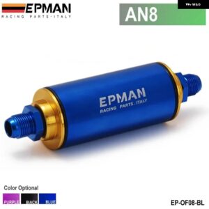ブラック レーシング レディインラインアルミ燃料フィルター AN6 100 ミクロンエレメント SS EP-OF06 - AN8 BLUE