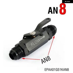アルミ AN6/AN8 インラインシャットオフバルブ 燃料カットオフ スイッチ W/ケーブル レバー燃料油用 EPAA01G51K - AN8